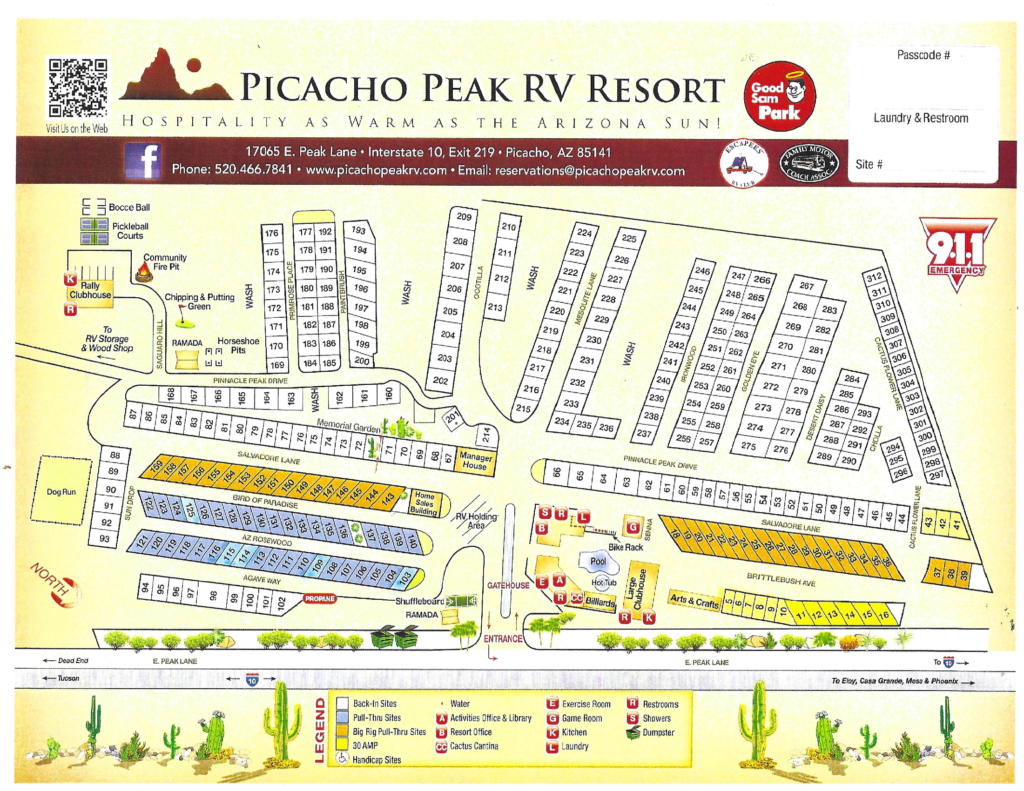 Rates & Map Picacho Peak RV Resort